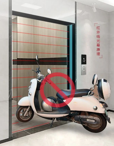 電動(dòng)車(chē)進(jìn)入轎廂
